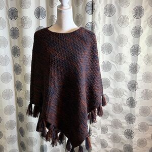 Style & Co. Black and Brown Poncho Sweater